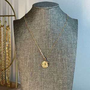 Alpha Coin Necklace - Letter R in Gold
